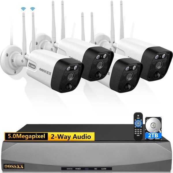 2-Way Audio & PIR Detection Dual Antennas Outdoor Wireless Security Camera System 5.5MP Wi-Fi Video Surveillance