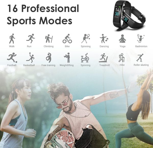 Fitness Tracker for Men and Women,Fitness Watch Waterproof with Activity Tracker and Sleep Monitor,Smart Watch for Android and iOS Phones - Image 3