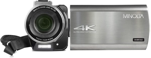Minolta MN4K100Z 4K Ultra HD Camcorder w/10x Optical Zoom (Gunmetal) - Image 3
